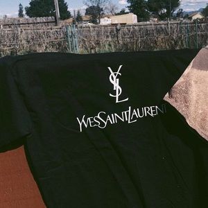 designer inspired short sleeve Y.S.L, size large